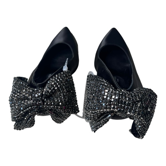 Antonio Melani Black Satin Crystal Bow Apollo Bow Satin Pump NWOB Size 8.5M - Picture 9 of 15